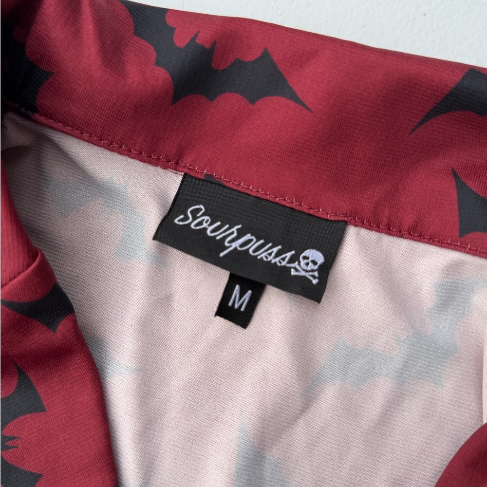 Sourpuss Maroon Bat Pattern Top